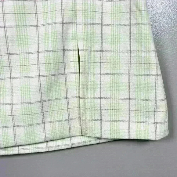 ARITZIA SUNDAY BEST Classic White Plaid Mini Skirt Pencil Slit Zip Up Lined 4 - Picture 2 of 8